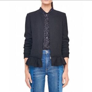 Rebecca Taylor tweed knit black jacket size 2